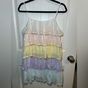 Rainbow Ruffle Sequin Dress